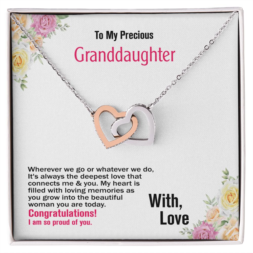 To Granddaughter-With Love, Interlocking Hearts Necklace, Jewelry Gift - YERTIZZ.COM