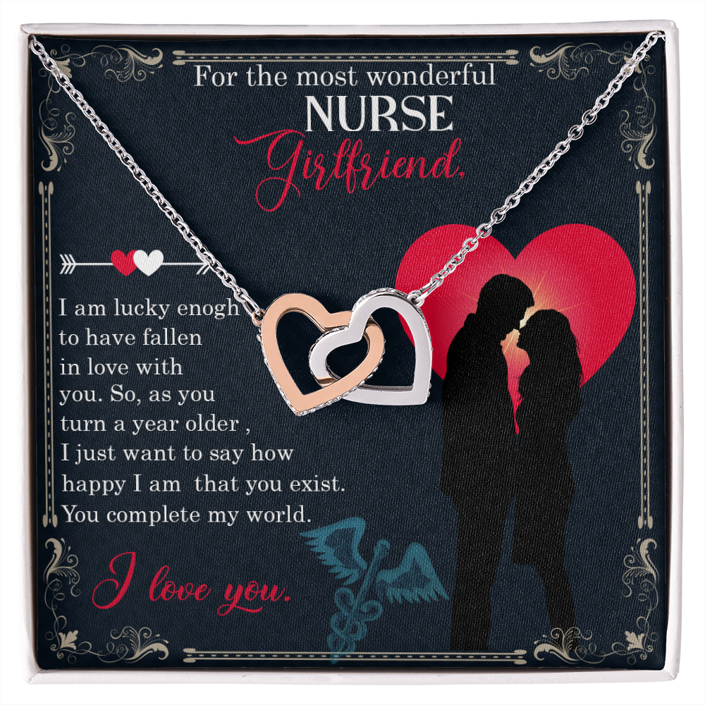 Interlocking Hearts Necklace, Jewelry Gift, Birthday, Say Sorry, Rose Gold, or 18k yellow gold finish, Nurse girlfriend - YERTIZZ.COM