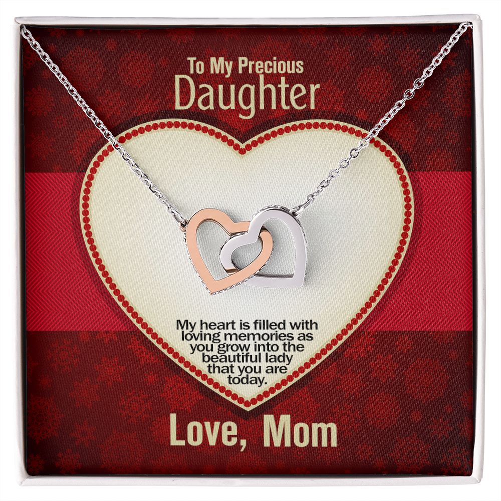 To My Precious Daughter, Interlocking Hearts Necklace, Jewelry, Gift - YERTIZZ.COM