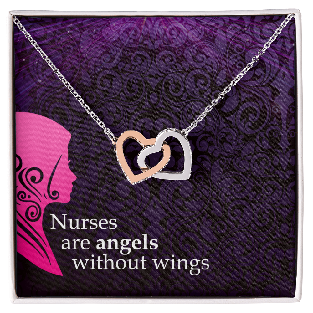 Interlocking Hearts Necklace, Jewelry Gift, Rose Gold, or 18k yellow gold finish, Nurse, Nurses - YERTIZZ.COM