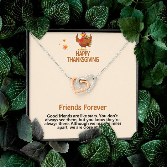 Happy Thanksgiving, Friends Forever, Interlocking Hearts Necklace, Jewelry Gift - YERTIZZ.COM