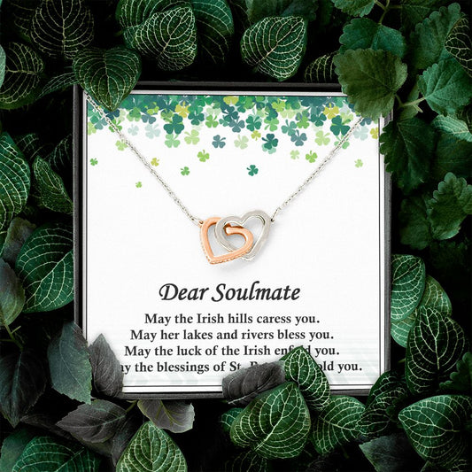 Dear Soulmate, St. Patrick's Day, Interlocking Hearts Necklace - YERTIZZ.COM
