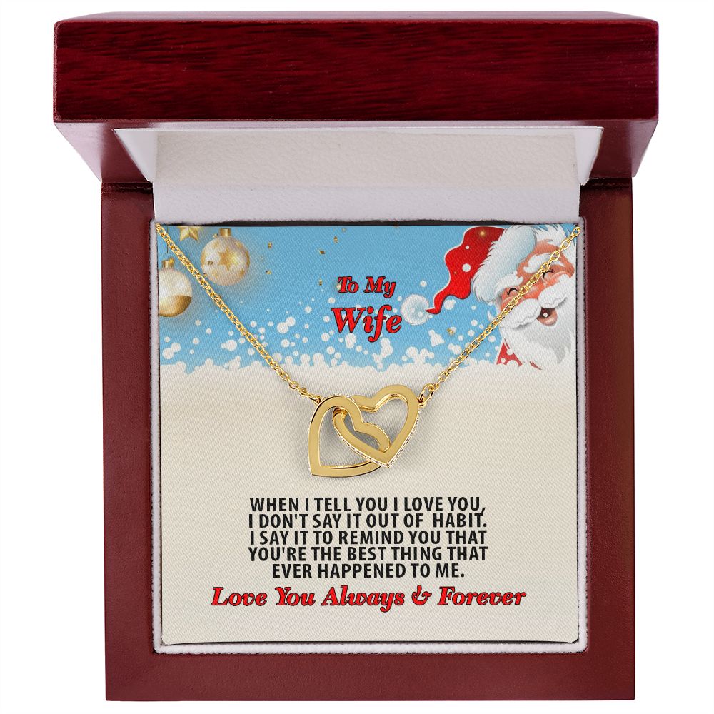 Christmas, To My Dear Wife, Love You Always, Interlocking Hearts Necklace, Jewelry Gift - YERTIZZ.COM