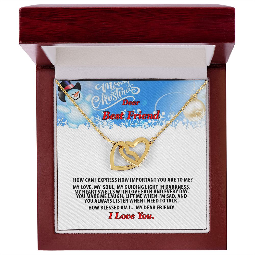 Christmas, Dear Best Friend, I Love You, Interlocking Hearts Necklace, Jewelry Gift - YERTIZZ.COM