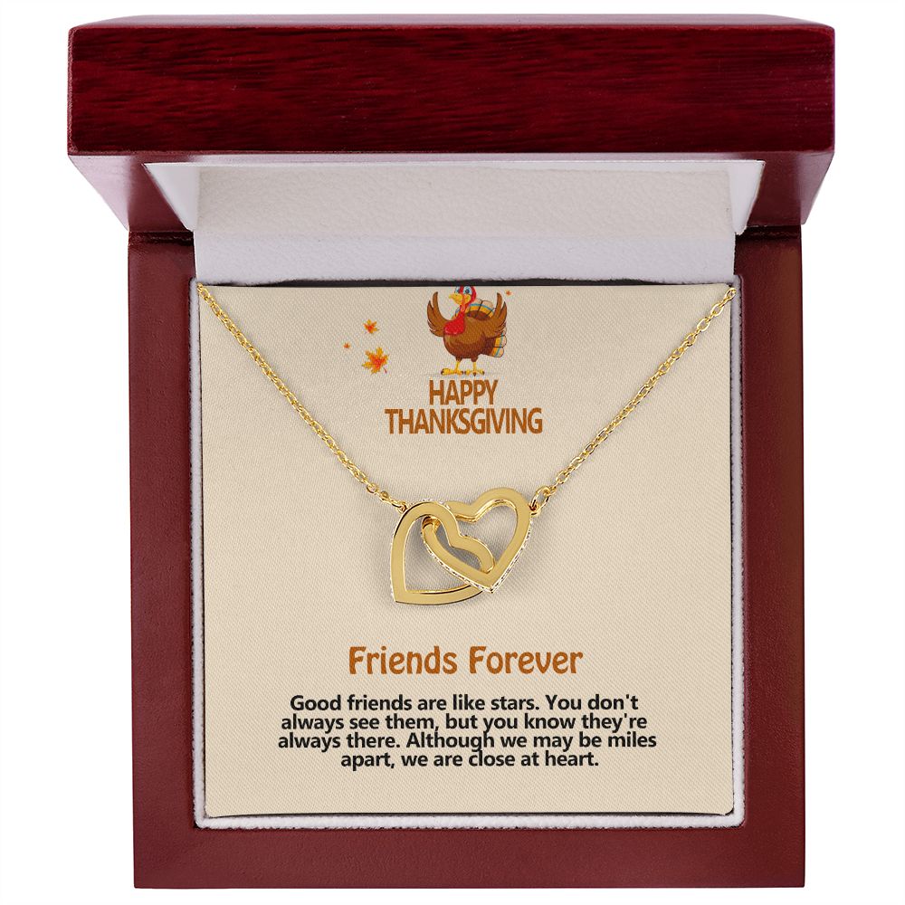 Happy Thanksgiving, Friends Forever, Interlocking Hearts Necklace, Jewelry Gift - YERTIZZ.COM