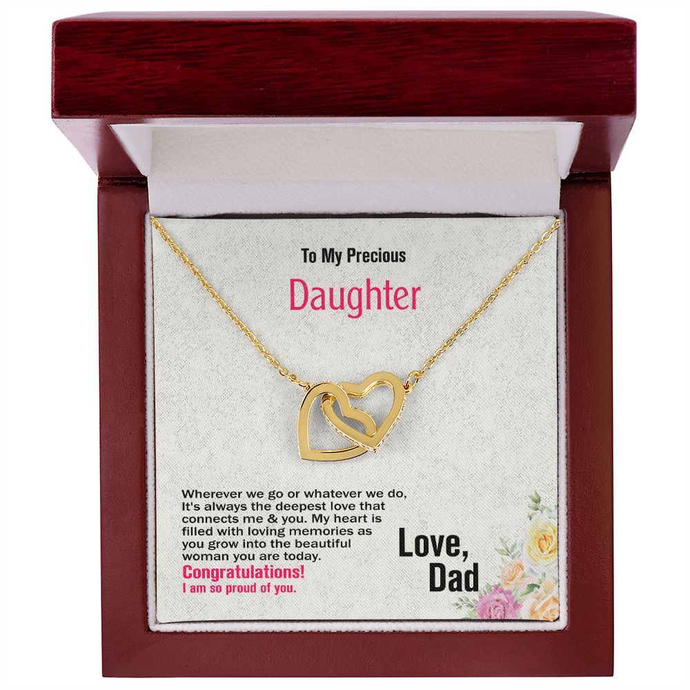 To Daughter-Love Dad, Interlocking Hearts Necklace, Jewelry Gift - YERTIZZ.COM