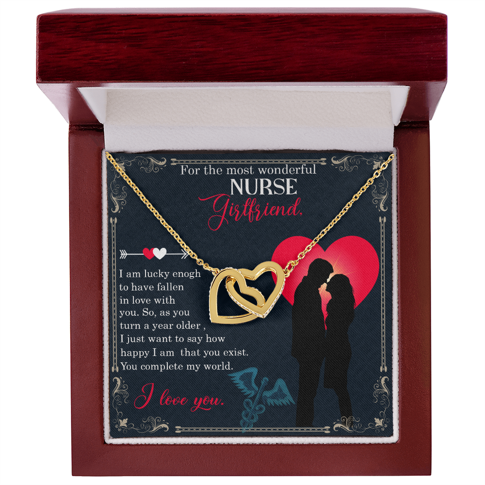Interlocking Hearts Necklace, Jewelry Gift, Birthday, Say Sorry, Rose Gold, or 18k yellow gold finish, Nurse girlfriend - YERTIZZ.COM