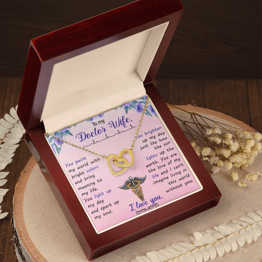 Interlocking Hearts Necklace, Jewelry Gift, Rose Gold, or 18k yellow gold finish, Wife, Doctor - YERTIZZ.COM