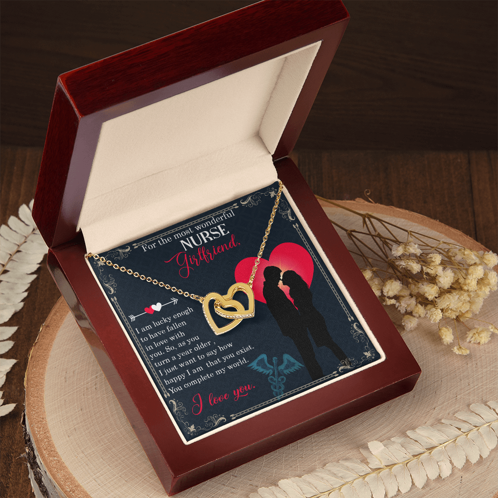 Interlocking Hearts Necklace, Jewelry Gift, Birthday, Say Sorry, Rose Gold, or 18k yellow gold finish, Nurse girlfriend - YERTIZZ.COM