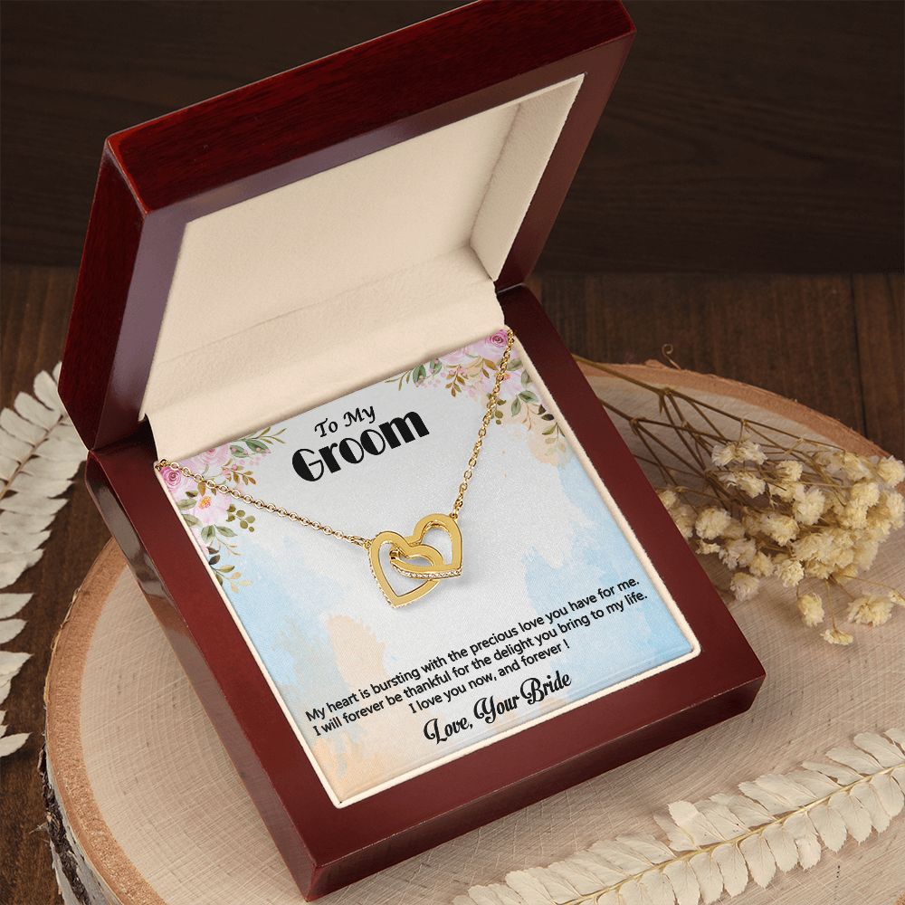 Interlocking Hearts Necklace, Jewelry Gift, Say Sorry, Rose Gold, or 18k yellow gold finish
