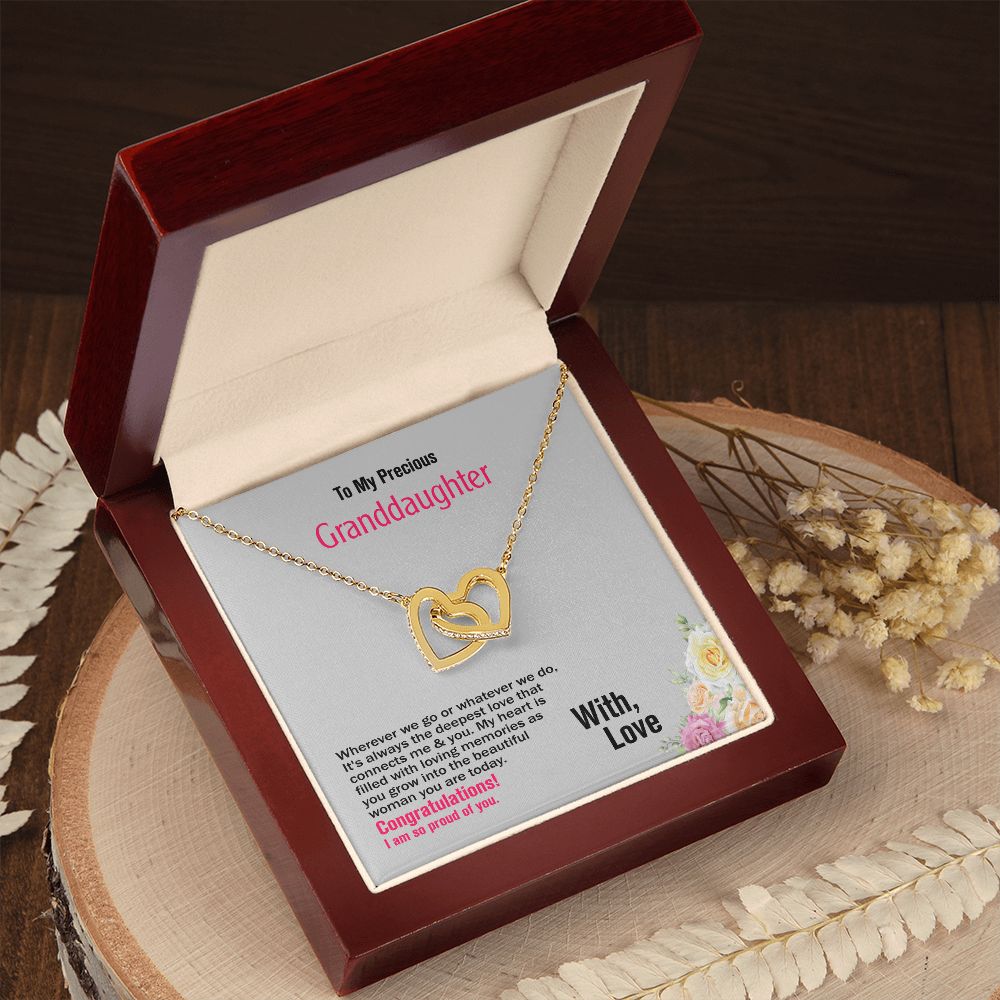 To My Precious Granddaughter-With Love, Interlocking Hearts Necklace, Jewlery Gift - YERTIZZ.COM