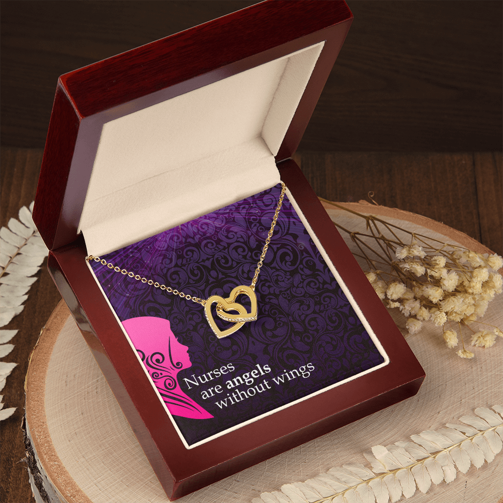 Interlocking Hearts Necklace, Jewelry Gift, Rose Gold, or 18k yellow gold finish, Nurse, Nurses - YERTIZZ.COM