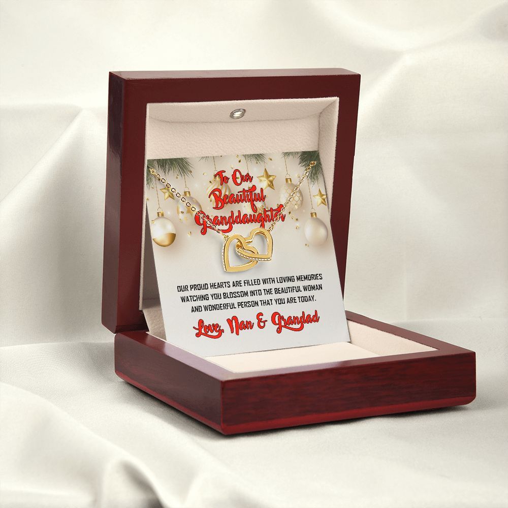 To Our Beautiful Granddaughter, Love Nan & Grandad, Interlocking Hearts Necklace - YERTIZZ.COM