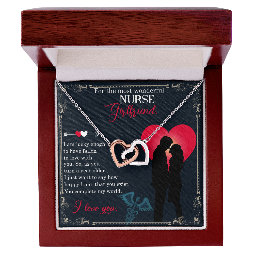 Interlocking Hearts Necklace, Jewelry Gift, Birthday, Say Sorry, Rose Gold, or 18k yellow gold finish, Nurse girlfriend - YERTIZZ.COM