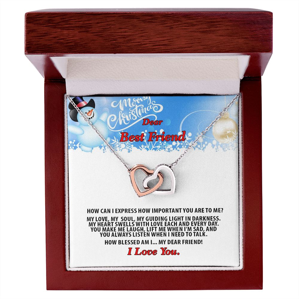 Christmas, Dear Best Friend, I Love You, Interlocking Hearts Necklace, Jewelry Gift - YERTIZZ.COM