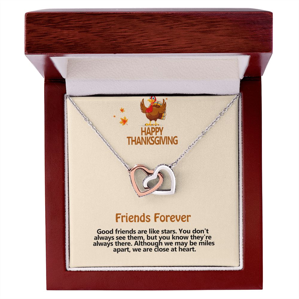 Happy Thanksgiving, Friends Forever, Interlocking Hearts Necklace, Jewelry Gift - YERTIZZ.COM