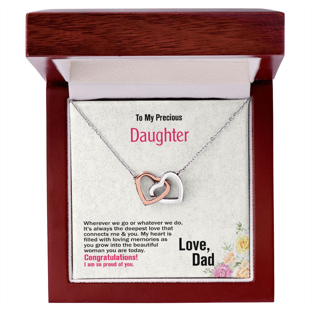 To Daughter-Love Dad, Interlocking Hearts Necklace, Jewelry Gift - YERTIZZ.COM
