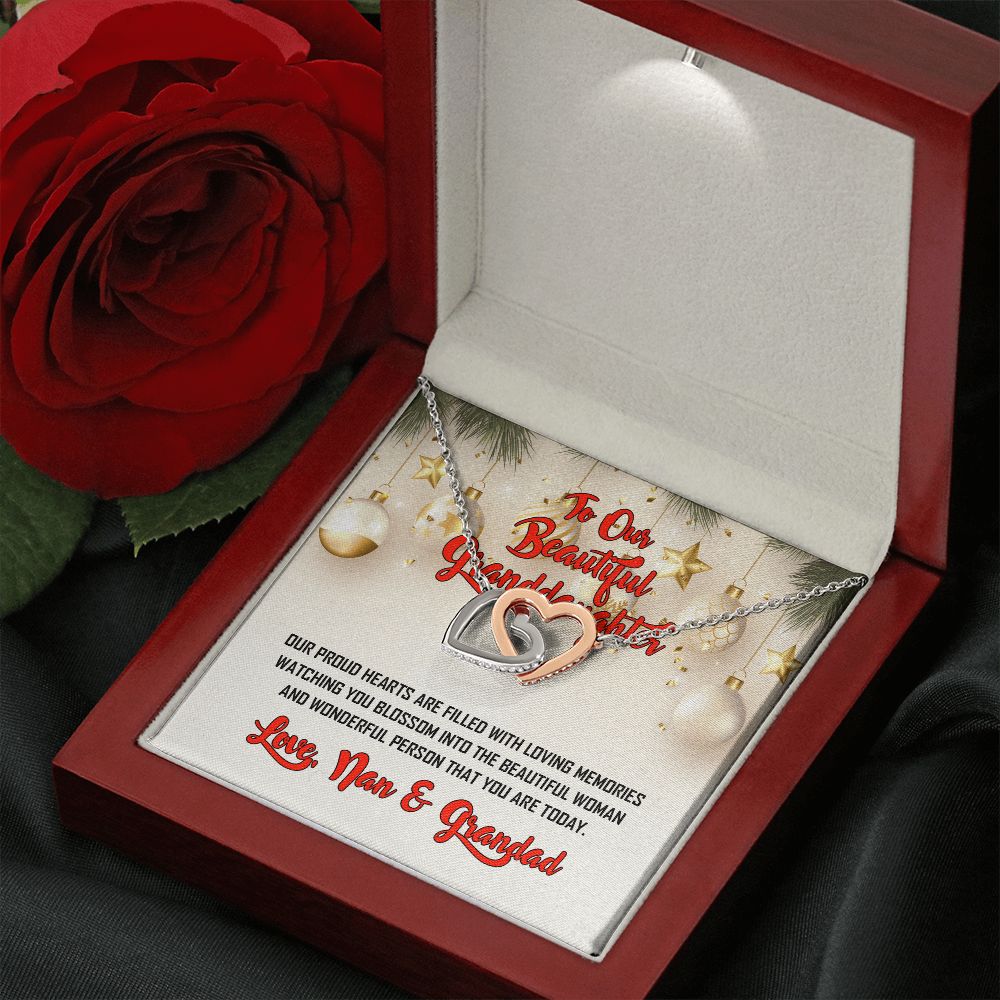 To Our Beautiful Granddaughter, Love Nan & Grandad, Interlocking Hearts Necklace - YERTIZZ.COM
