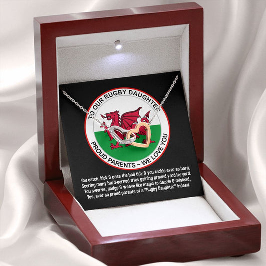 To Our Rugby Daughter, Interlocking Hearts Necklace - YERTIZZ.COM