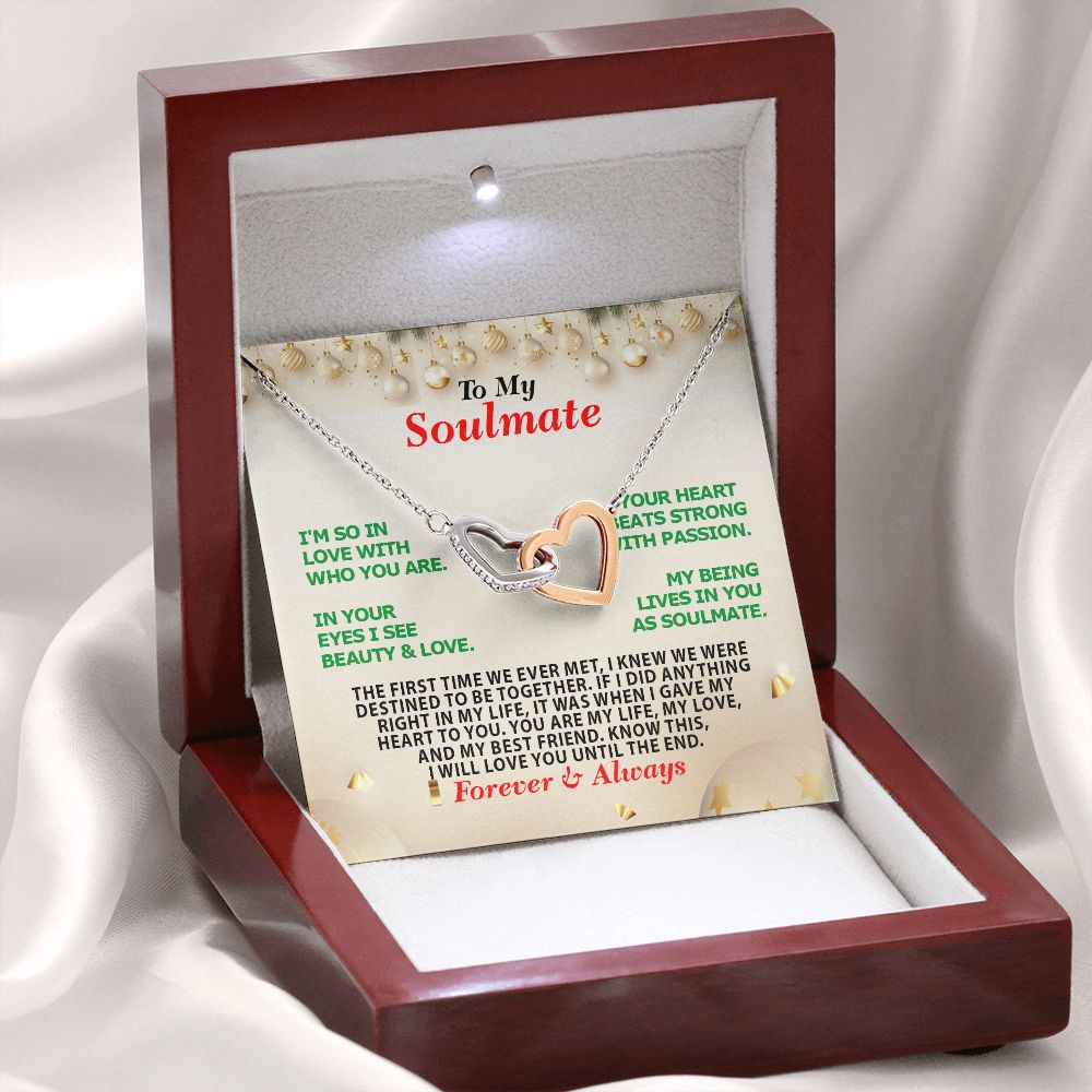 Christmas, To My Soulmate, Forever Always, Interlocking Hearts Necklace, Jewelry Gift - YERTIZZ.COM