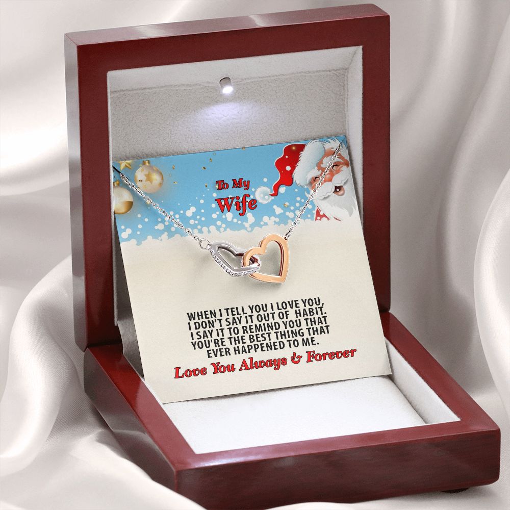 Christmas, To My Dear Wife, Love You Always, Interlocking Hearts Necklace, Jewelry Gift - YERTIZZ.COM
