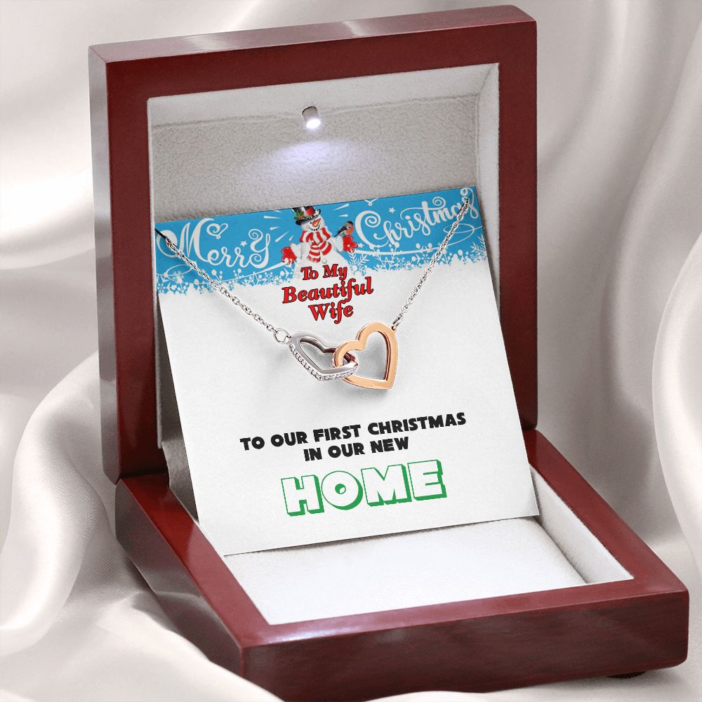 Christmas, To My Beautiful Wife, First Christmas, New Home, Interlocking Hearts Necklace, Jewelry Gift - YERTIZZ.COM