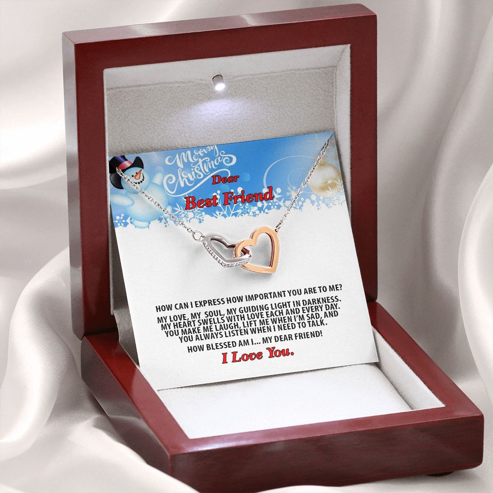 Christmas, Dear Best Friend, I Love You, Interlocking Hearts Necklace, Jewelry Gift - YERTIZZ.COM