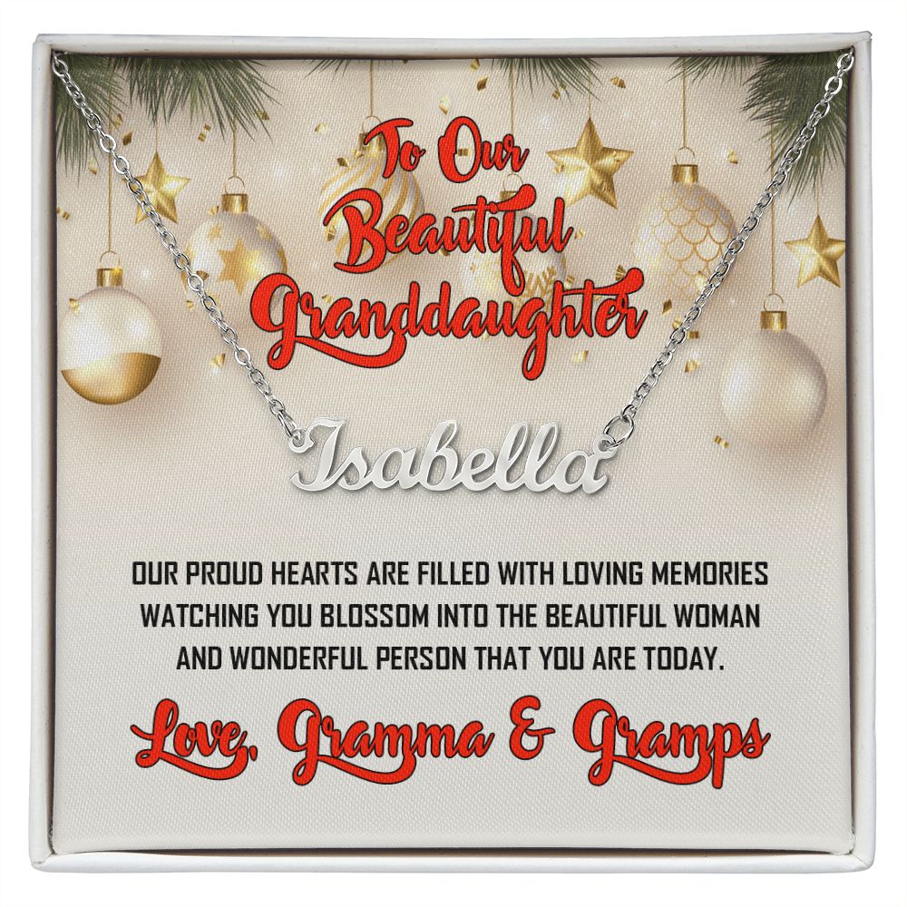 To Granddaughter, Love Gramma and Gramps, Custom Named Necklace, Jewelry Gift - YERTIZZ.COM