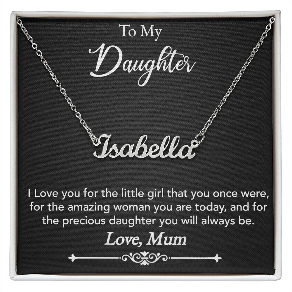 To My Daughter, Love Mom, Custom Name Necklace