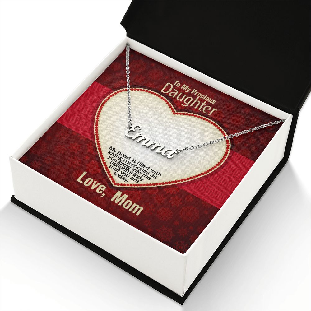 To My Precious Daughter, Love Mom, Custom Name Necklace