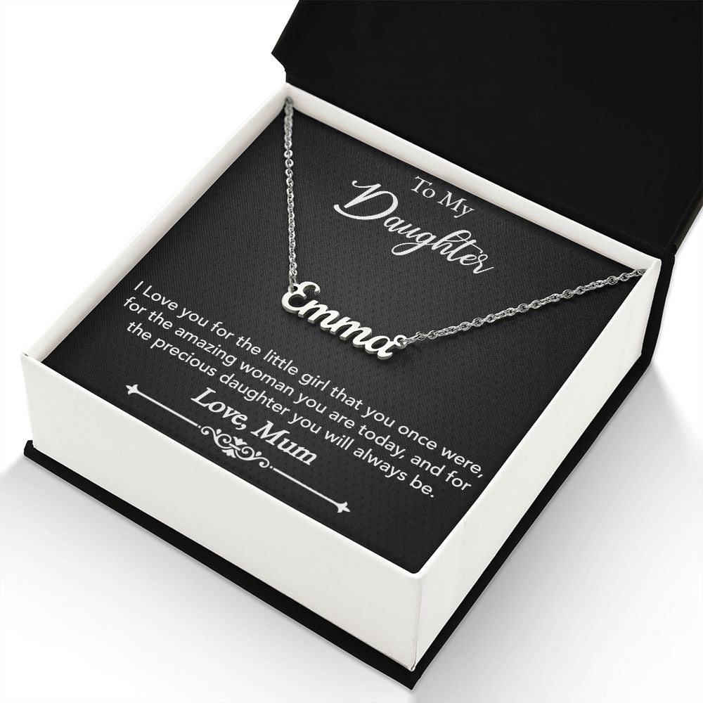 To My Daughter, Love Mom, Custom Name Necklace