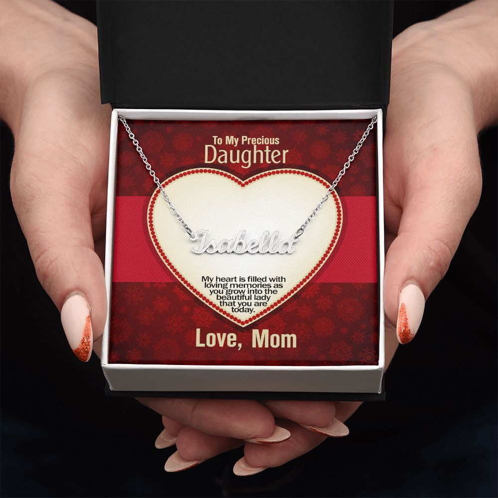To My Precious Daughter, Love Mom, Custom Name Necklace
