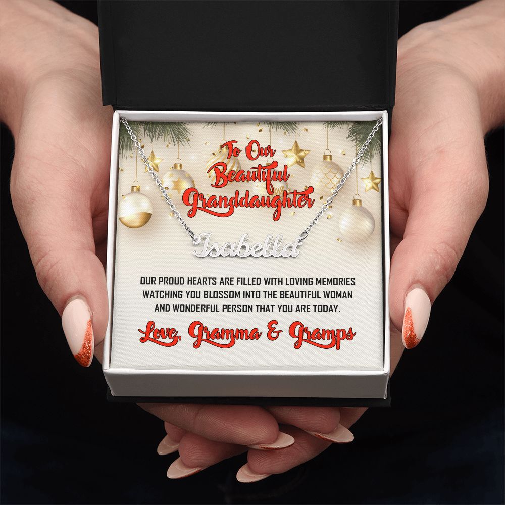 To Granddaughter, Love Gramma and Gramps, Custom Named Necklace, Jewelry Gift - YERTIZZ.COM