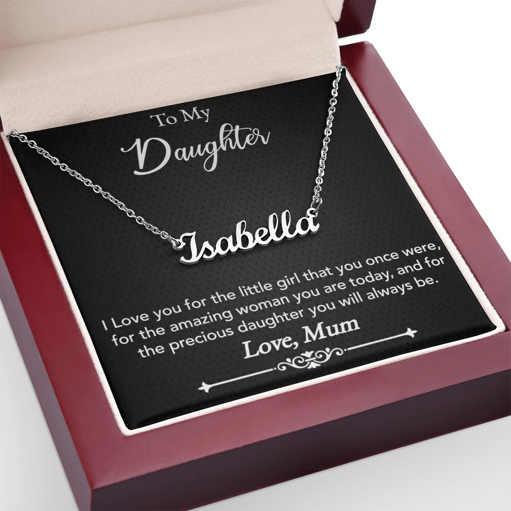 To My Daughter, Love Mom, Custom Name Necklace