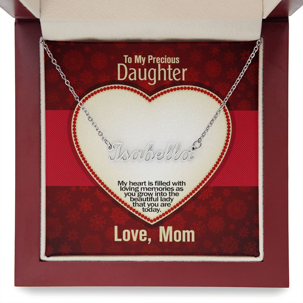 To My Precious Daughter, Love Mom, Custom Name Necklace