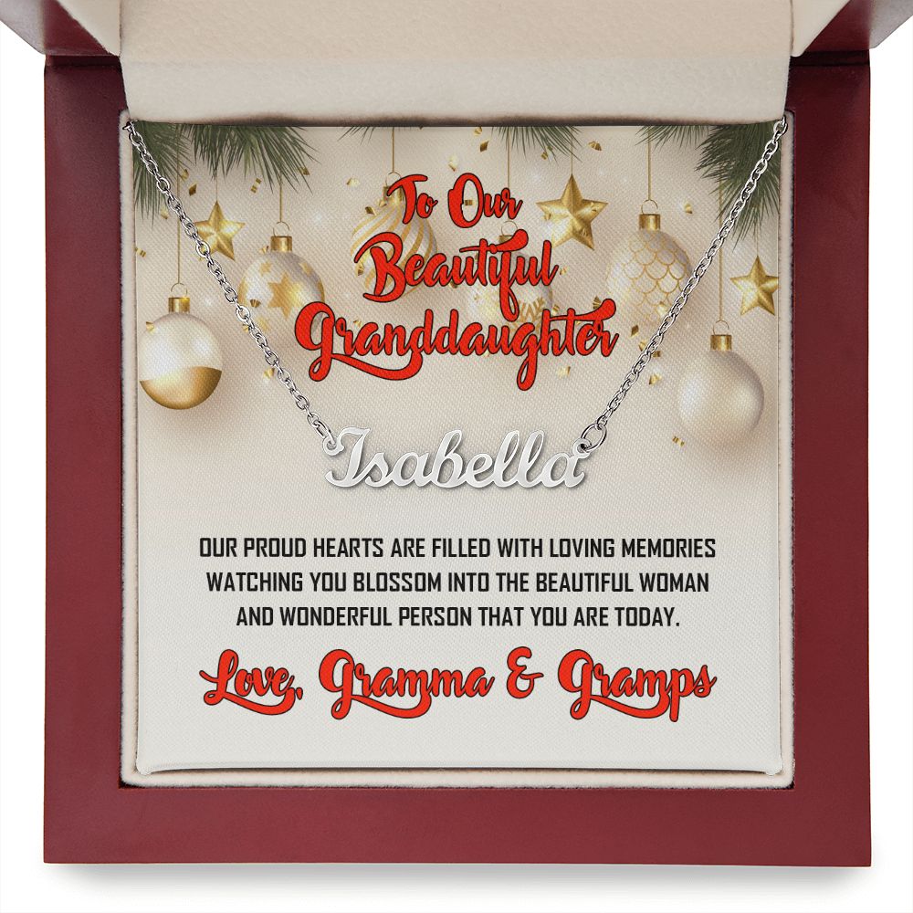 To Granddaughter, Love Gramma and Gramps, Custom Named Necklace, Jewelry Gift - YERTIZZ.COM