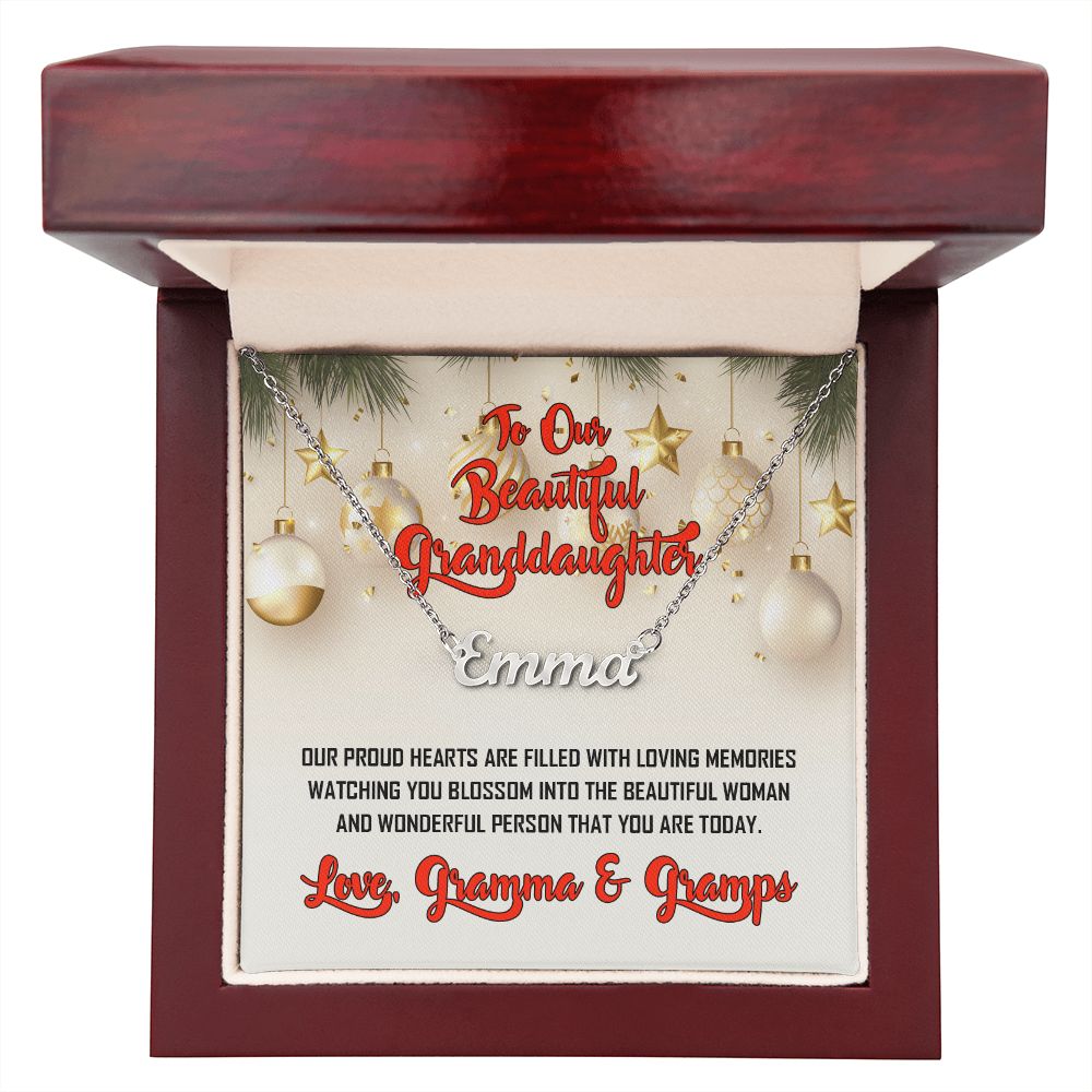 To Granddaughter, Love Gramma and Gramps, Custom Named Necklace, Jewelry Gift - YERTIZZ.COM