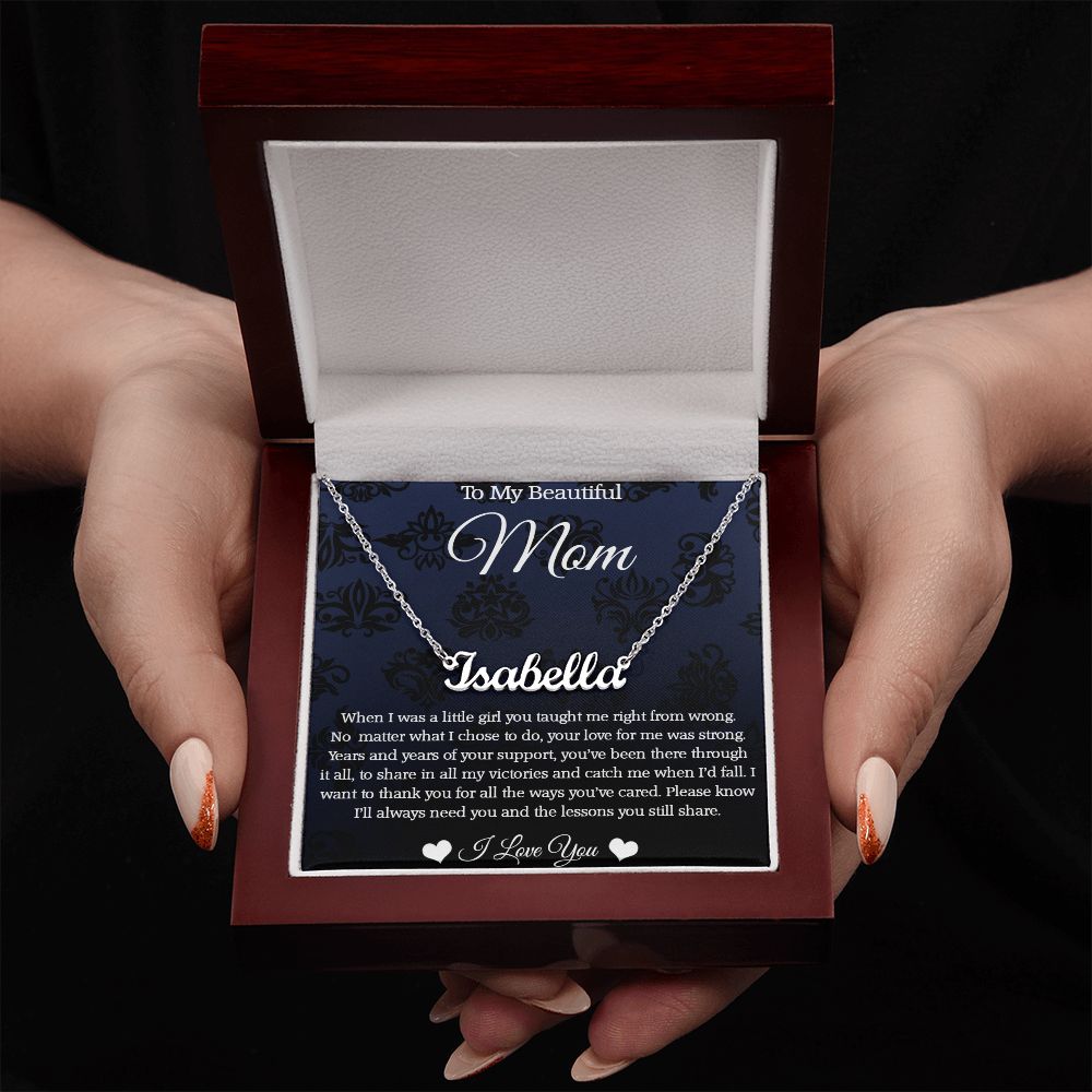 To My Beautiful Mom, I Love You, Custom Name Necklace