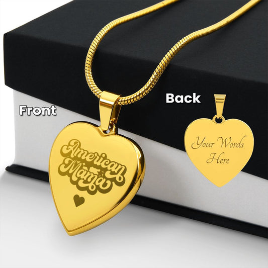 American Mama, Engraved Heart Pendant - YERTIZZ.COM