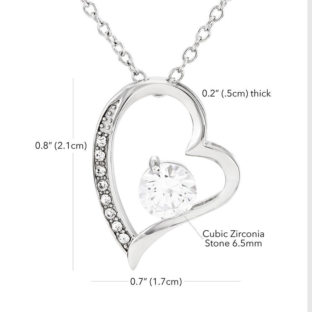 Mother's Day, Gift, Special Woman, Forever Love Necklace, Jewelry, Heart Pendant, Cubic Zirconia, 14K White Gold Finish