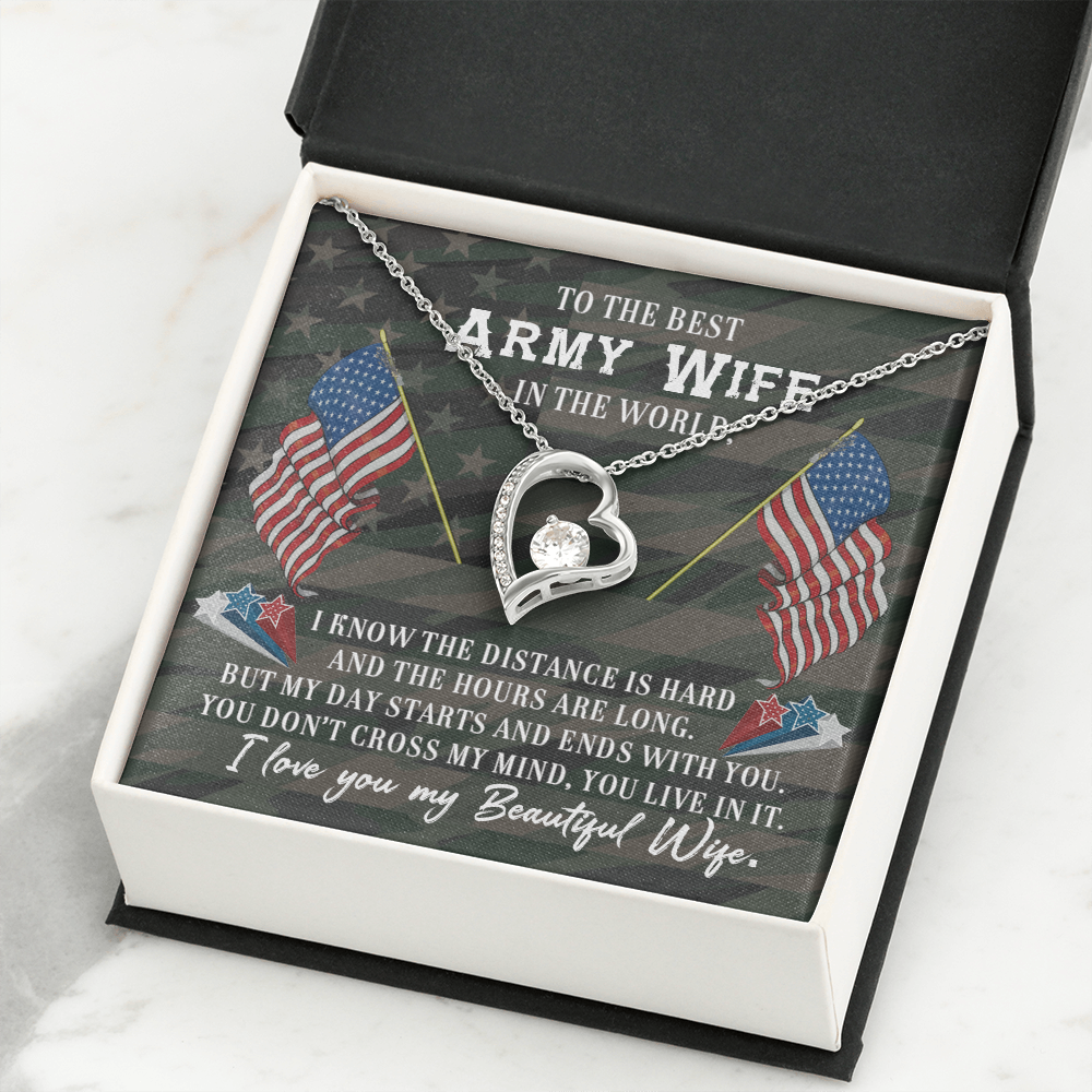 To The Best Army Wife In The World, Forever Love Necklace Jewelry Gift - YERTIZZ.COM