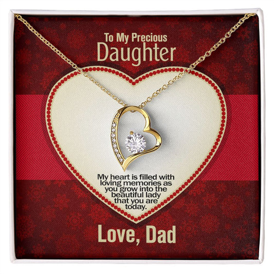 To My Precious Daughter, Love Dad, Forever Love Necklace, Jewelry, Gift - YERTIZZ.COM