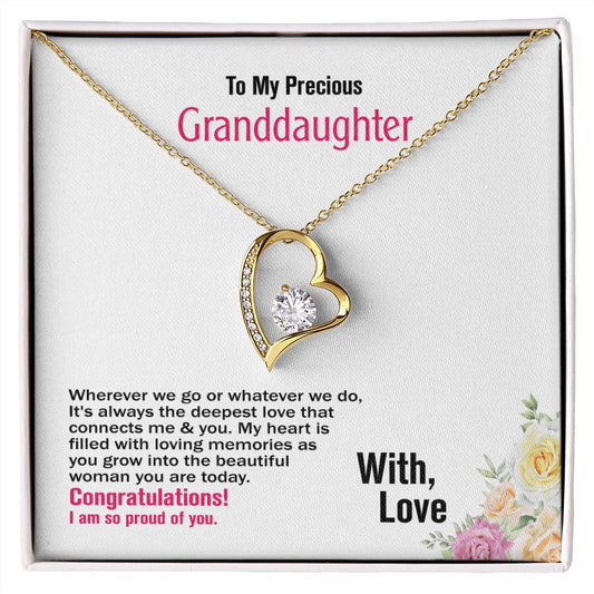 To My Precious Granddaughter, With Love, Forever Love Necklace, Jewelry Gift - YERTIZZ.COM