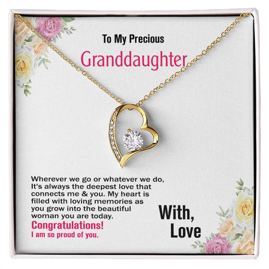 To My Precious Granddaughter, With Love, Forever Love Necklace, Jewelry Gift - YERTIZZ.COM