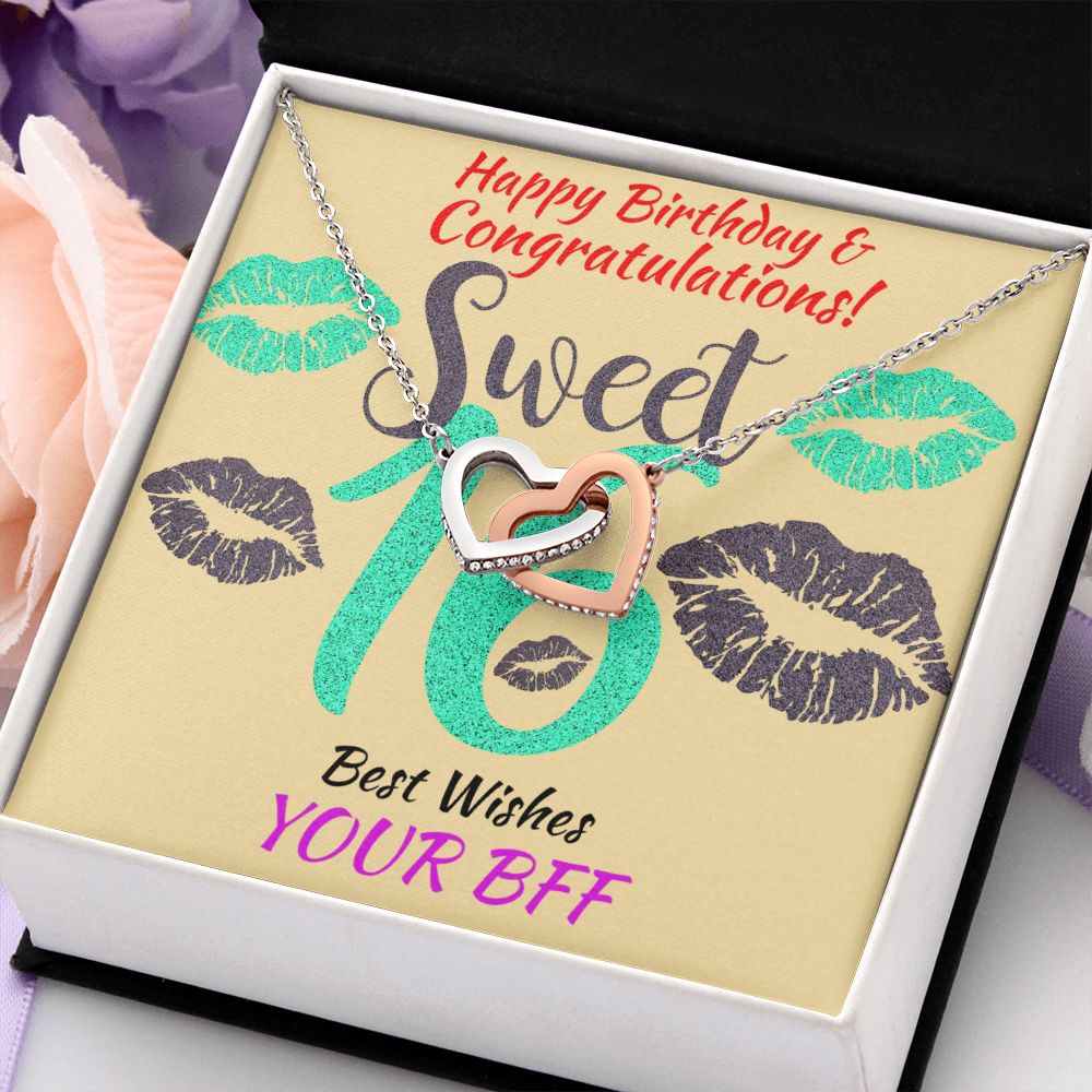 Two Hearts Interlocking Necklace, Jewelry, Gift, Sweet 16, BFF, Birthday - YERTIZZ.COM