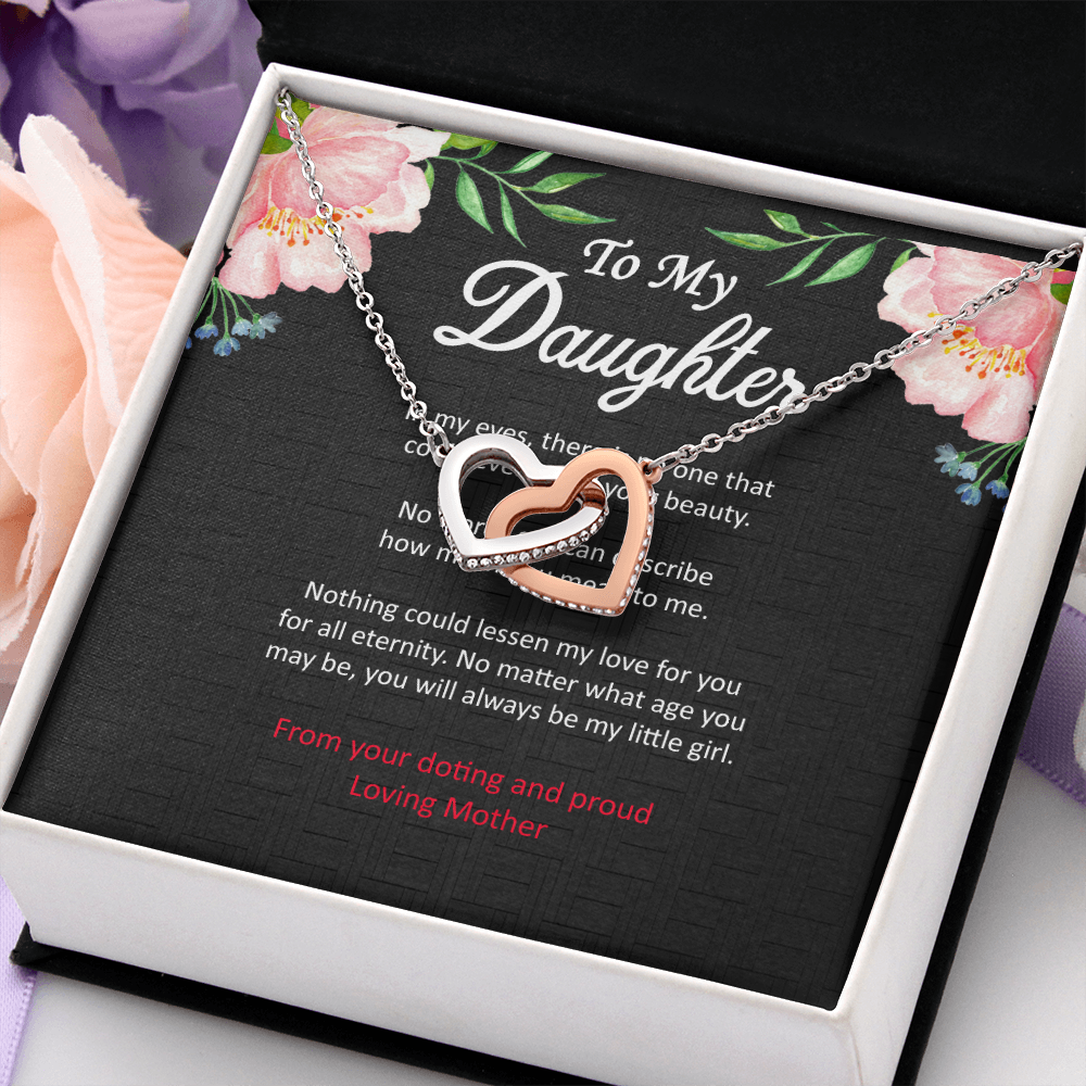 Two hearts Interlocklng, Necklace, Pendant, Love for him, her, Eternal Love