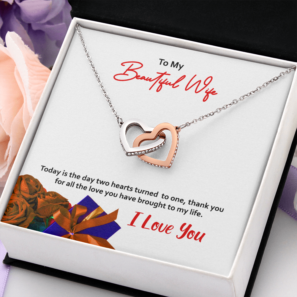 Two hearts Interlocklng, Necklace, Pendant, Love for him, her, Eternal Love