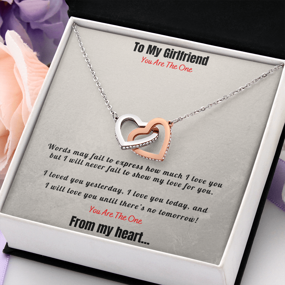 Interlocking Hearts Necklace, Girlfriend, To my Girlfriend, I love you, So happy your are my girlfriend, Be my girlfriend, Two Hearts, Love Hearts, Pendant, Necklace