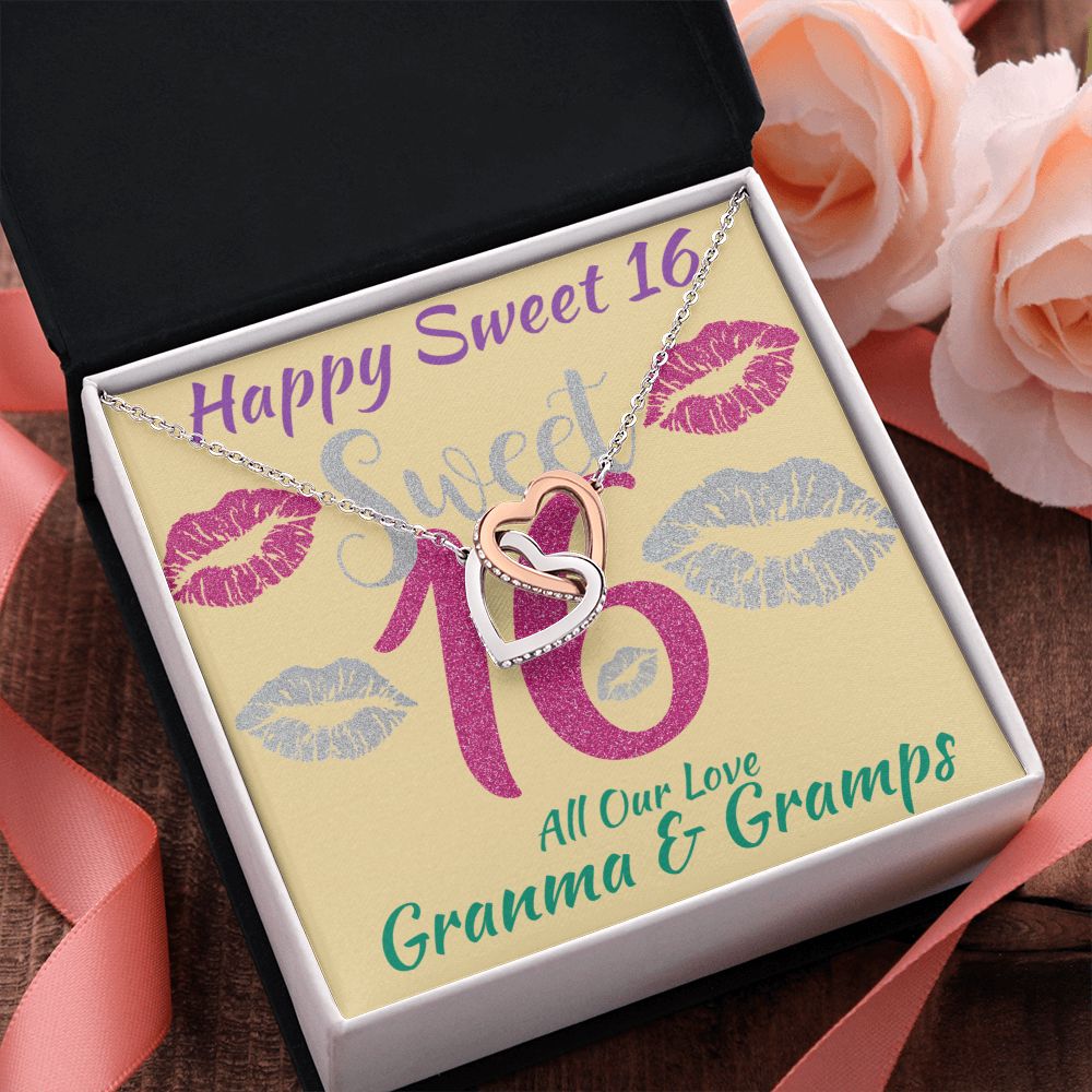 Two Hearts Interlocking Necklace, Jewelry, Gift, Sweet 16, Grandma, Gramps, Birthday - YERTIZZ.COM