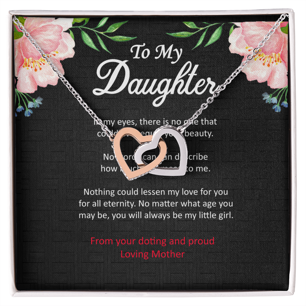 Two hearts Interlocklng, Necklace, Pendant, Love for him, her, Eternal Love